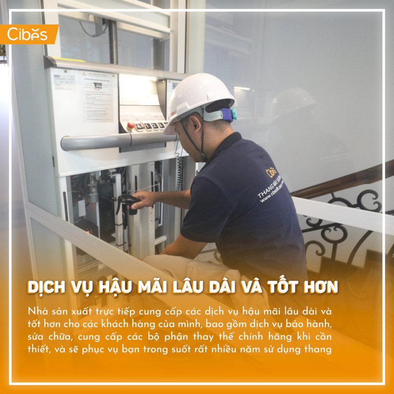 Sử dụng thang máy Cibes, khách hàng sẽ được hỗ trợ sửa chữa, thay thế linh kiện chính hãng